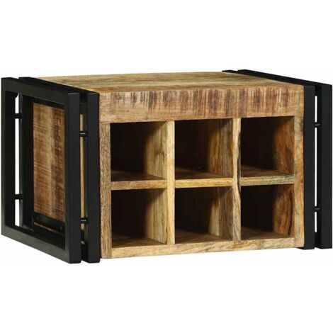 Weinregal Braun und Schwarz 46 x 35 x 27,5 cm Massivholz Mango vidaXL