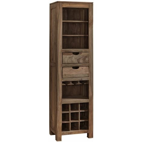 Weinregal Sheesham 50x36x180  grau geölt NATURE GREY 51