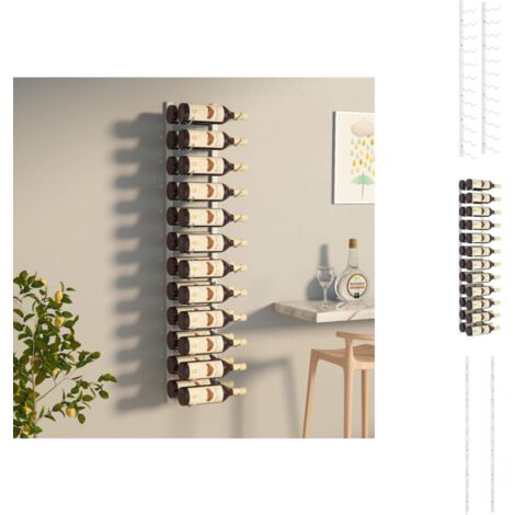 Weinregale - Living Wand Weinregal für 24 Flaschen Weiß Eisen
