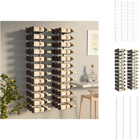 Weinregale - Living Wand-Weinregal für 36 Flaschen 2 Stk. Weiß Eisen