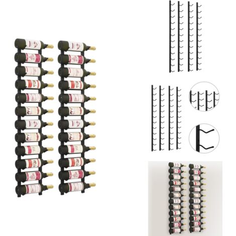 Weinregale - Living Wand-Weinregale für 12 Flaschen 2 Stk. Schwarz Eisen