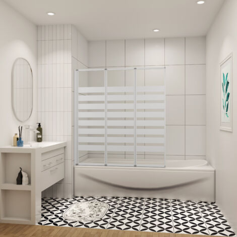 Weiß 4-ftg.Badewannenaufsatz180° 130cm Drehbar Links Montage 4mm ESG Faltwand für Badewanne Duschabtrennung Duschwand
