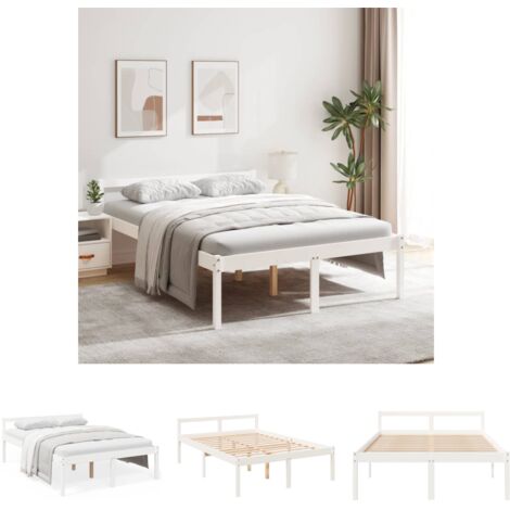 Weiß-Bett - vidaXL Seniorenbett Weiß 120x190 cm Massivholz Kiefer - Bett für Senioren