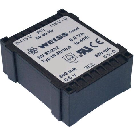 Weiss Elektrotechnik 83/235 Trasformatore per PCB 1 x 230 V 2 x 12 V/AC 6 VA 250 mA