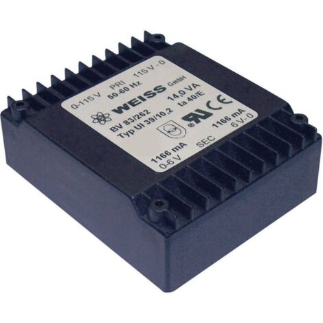 Weiss Elektrotechnik 83/265 Transformateur pour circuits imprimés 2 x 115 V 2 x 12 V/AC 14 VA 583 mA