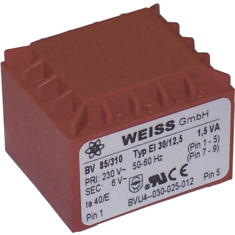 Weiss Elektrotechnik 85/317 Transformateur pour circuits imprimés 1 x 230 V 2 x 9 V/AC 1.50 VA 83 mA
