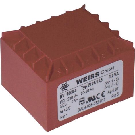 Weiss Elektrotechnik 85/350 Transformateur pour circuits imprimés 1 x 230 V 1 x 6 V/AC 3.20 VA 533 mA S71124