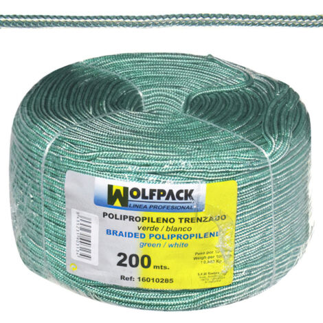 Weiß/Grünes geflochtenes Polypropylenseil (200 m. Spule)