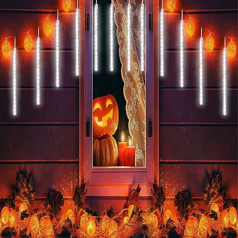 HIASDFLS (Weiß) Meteorschauer-Tropfenlichter 80 cm, 10 Röhren, 720 LED-Meteorschauerlichter, Regenschauerlichter, korrosionsbeständig für Hochzeit, Party, Garten, Baum, Heimdekoration