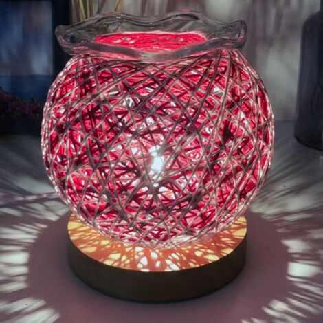 (Weiß-rot) Kreative Tischlampe aus Hanf-Rattankugel für ein romantisches Schlafzimmer