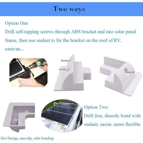(Weiß) Set mit 6 ABS-Solarpanel-Montagehalterungen, kein Bohren erforderlich, weit verbreitet auf den Dächern von Wohnmobilen, Wohnwagen, Fahrzeugen, Campern, Garagen und Schuppen