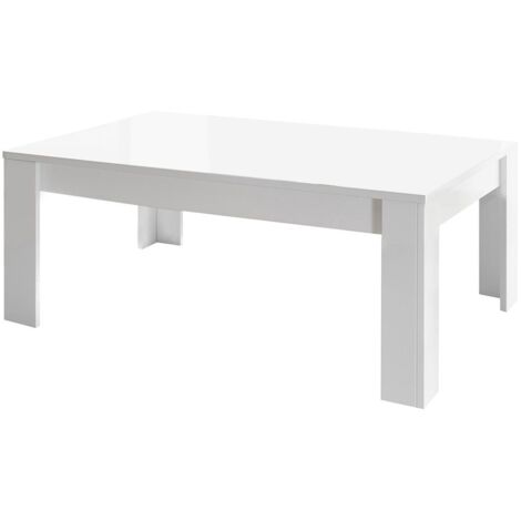 WEISS - Table Basse Rectangulaire Blanc Laqué Brillant