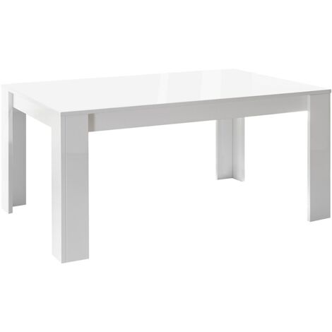 WEISS - Table Repas 180cm Blanc Laqué Brillant