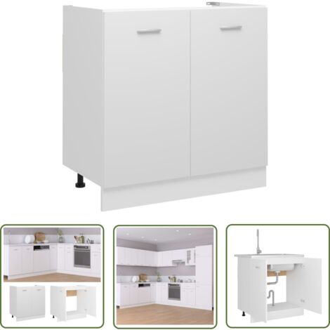 Weiß - vidaXL Spülenunterschrank Lyon Weiß 80x46x81,5 cm Holzwerkstoff - Küchenorganisation