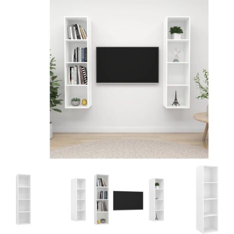 Weiß - vidaXL TV-Wandschränke 2 Stk. Weiß Holzwerkstoff - Schrank für HiFi