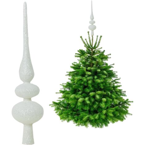 Weiße Christbaumspitze - Glitzer Christbaumspitze 29 cm