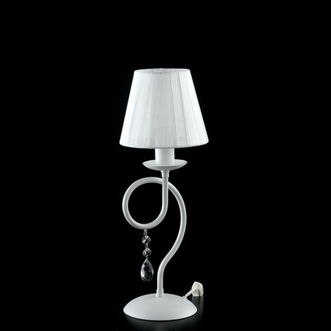 Weiße Eisen Tischlampe One Light Shabby Dekoration Weißer Lampenschirm 14x h32 cm