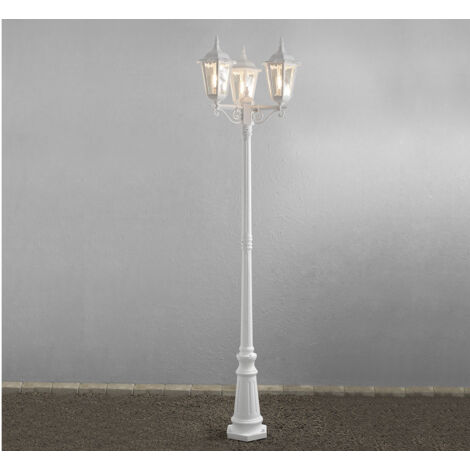 Weiße Gartenlaterne FIRENZE Aluminium, inkl. Pfahl und Fundament