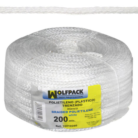 Weiße, geflochtene Plastikschnur (Spule 200 m)