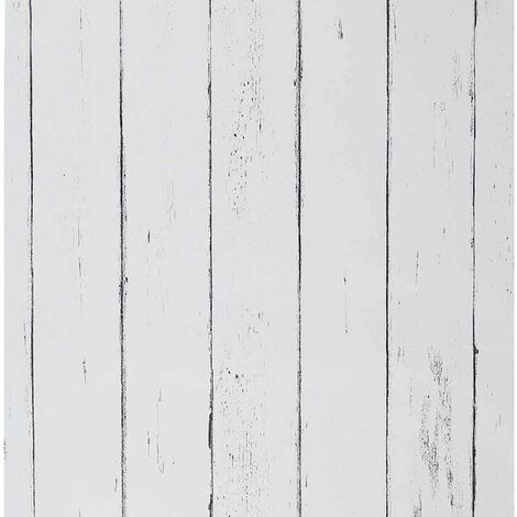 Weiße Holztapete 44 cm x 10 m Vintage-Möbel-Klebepapier, Holzmaserung, selbstklebende Vinylfolie für Schrank, Schublade, Tische, Küche, Schlafzimmer, dekorative Wand