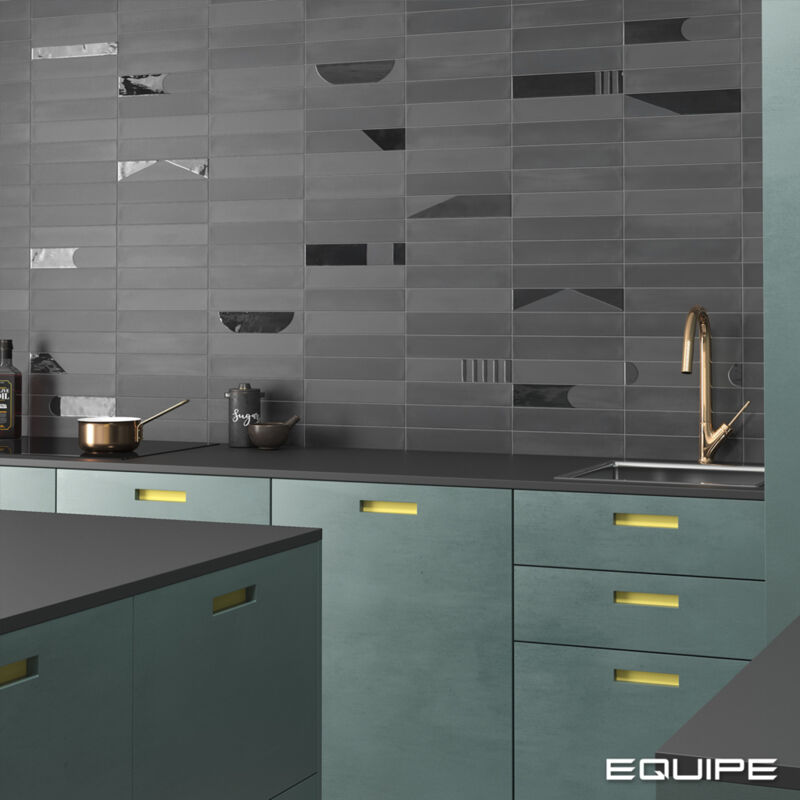 Equipe - Carrelage grès cérame feng 30x6cm 30x6 cm Noir - - boîte de 0.50 m2 - Gioia Materia