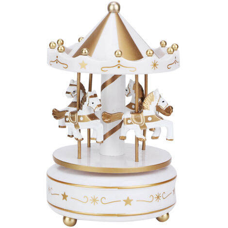 Weiße Karussell-Spieluhr – Weihnachtsgeschenk, Hochzeitsgeschenk, Geburtstagsgeschenk, festliche Dekoration