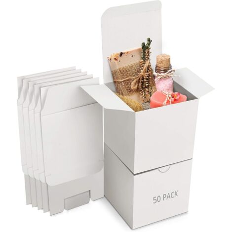 Weiße Kraftpapier-Geschenkboxen (50er-Packung) – Leere Geschenkboxen 7,5 x 7,5 x 7,5 cm