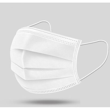 Weiße Maske 50, Dreilagige Gesichtsmasken, Masken, Einwegmasken, Mund- und Nasenschutz