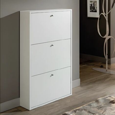 Weiße matte Schuhschrank 110x68x18 cm