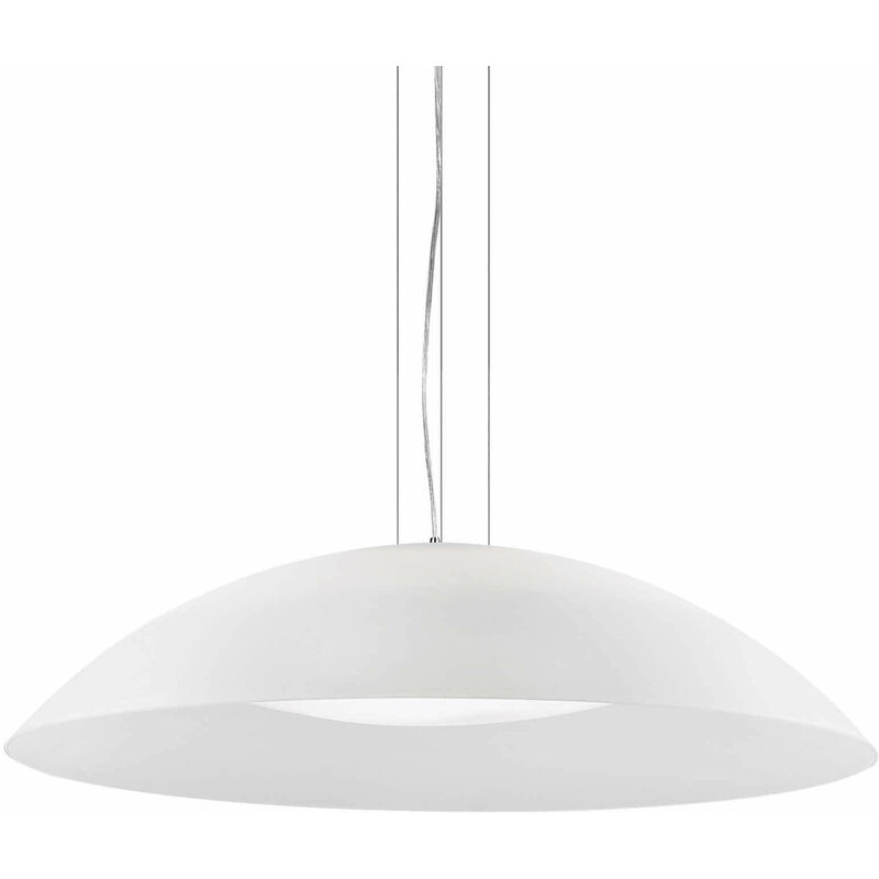 01-ideal Lux - Weiße Pendelleuchte LENA 3 Lampen Durchmesser 64 cm