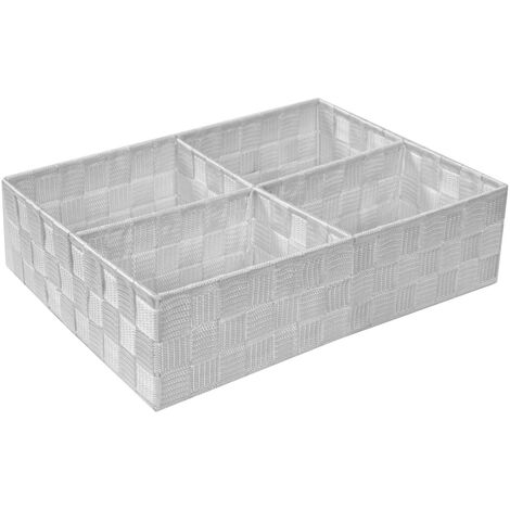 Weiße Polyesterschublade mit 4 Fächern cm37x27h10