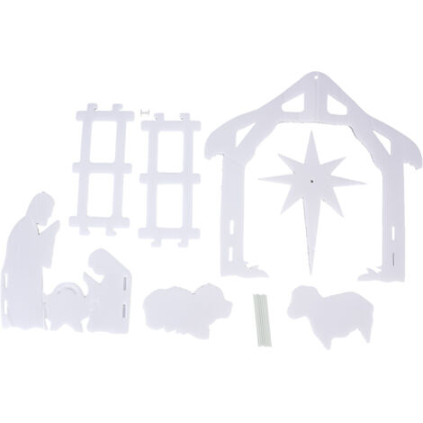 Weiße PP-Weihnachtskrippe 44x27x5cm für den Außenbereich, Garten, Rasen oder Hof