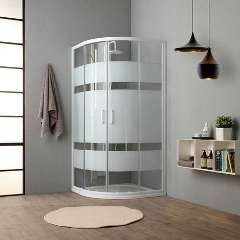 Weisse Runddusche In 90X90 Cm Mit Gleittüren Und Einscheibensicherheitsglas 4 Mm  Venere
