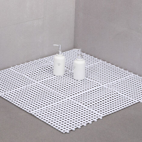 Weiße, rutschfeste TPE-Badematte (30 x 30 cm) – 2er-Set, komfortabel, zuschneidbar, leicht zu reinigen, für Dusche, Küche und Garten