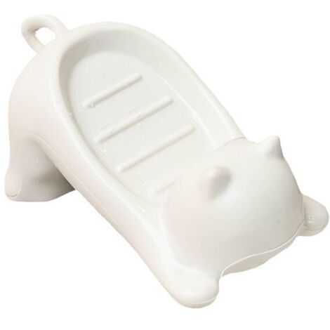 Weiße Seifenschale, Seifenablage aus Kunststoff für die Badezimmerablage, Seifenhalter für den Toilettenabfluss.