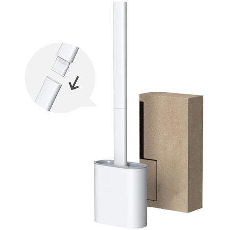 (Weiße) Silikon-WC-Bürste mit Halter zur Wandmontage, F