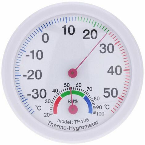 Weiße Uhr geformtes Innen-Außen-Thermometer Temperatur-Hygrometer Feuchtigkeitsmesser