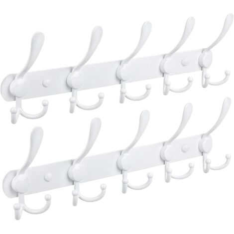 Weiße Wandhalterung, 2 Packungen mit je 15 Haken aus Edelstahl