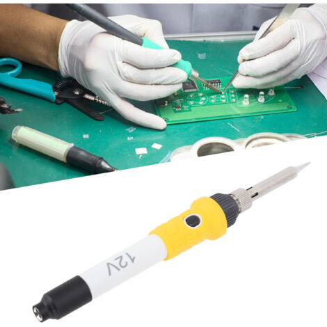 Weißer 12-V-Gleichstrom-Lötkolben mit isoliertem Silikongriff, tragbar und mit Clip für Autoreparaturen