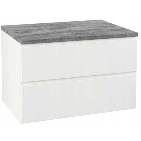 Weißer 80x50-Badezimmer-Wandschrank mit Waschtischplatte, Modus-Kommode