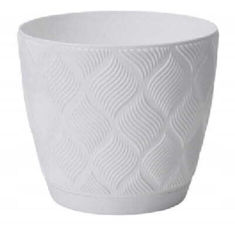 Weißer Blumentopf 11,8x12,8cm klassisch Kunststoff mit Flow Petit Untertasse