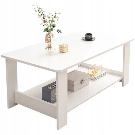 Weißer Couchtisch mit Ablage modern 100CM