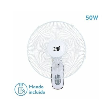 FABRILAMP Weißer Cuta-Wandventilator 50 W mit 5 Flügeln mit Fernbedienung