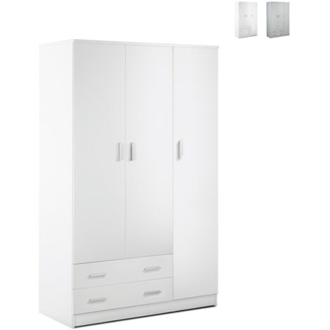 Weißer Kleiderschrank mit drei Türen und zwei Schubladen 115 x 52 x H180 cm