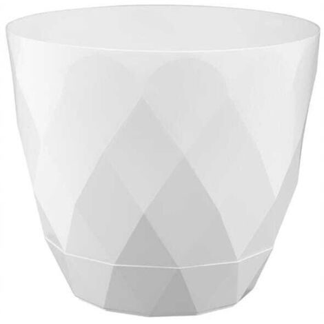 Weißer Kunststoff-Blumentopf 19,3x22cm, Deckel mit Untersetzer