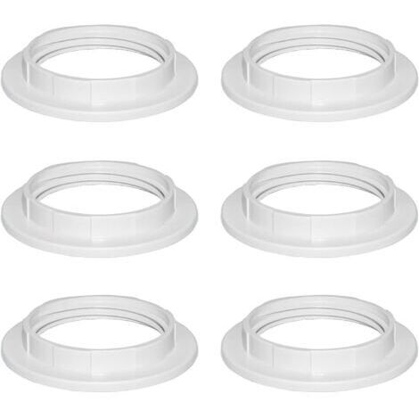 Weißer Kunststoff-Reduzierring E27 (40 mm) für Lampenschirme, Lampenschirmzubehör, Adapterplatte, E27-Reduzierring für Tisch- und Deckenlampen, 6 Stück