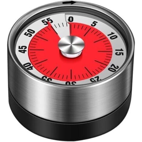 Weißer mechanischer Küchentimer, magnetischer Küchenzeitmanager, drehbarer Küchentimer aus Edelstahl mit Countdown-Funktion