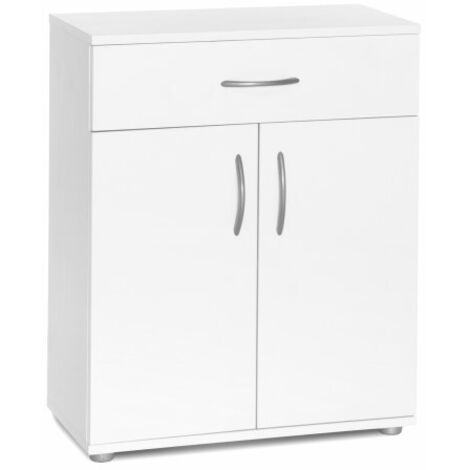 Weißer Schrank 57x69x29 cm mit zwei Türen, einem Regal und einer Schublade - Dalia