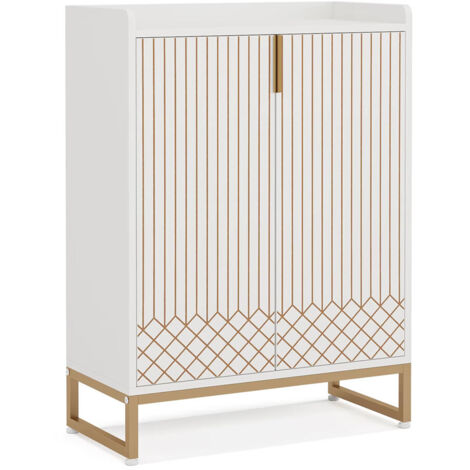 Weißer Schuhschrank 5-stufig, Holz Schuhregal für Flur, Wohnzimmer und Schlafzimmer