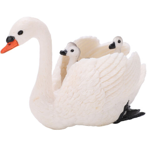 Weißer Schwan mit Jungschwänen – realistisches Tiermodell und Lernspielzeug